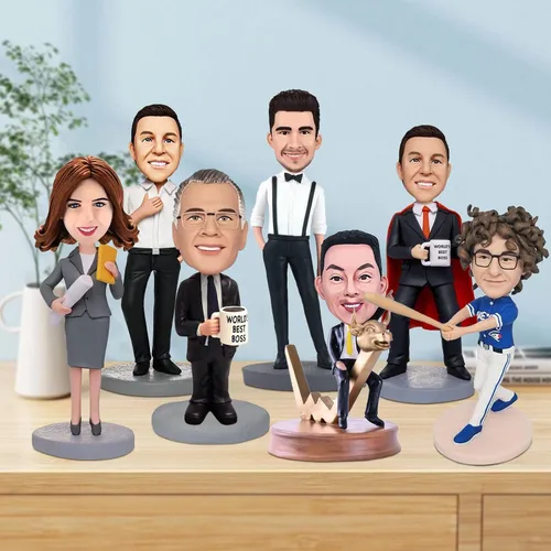 Vista 3 de Bobblehead personalizada - Figura personalizada para hombres, escultura personalizada hecha a mano de la foto, regalo único para marido, papá