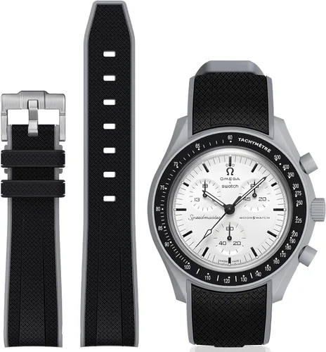 Vista 19 de Correa Stanchev para reloj Moonswatch, correa de silicona suave curvada sin espacio de 20mm para reloj Omega X Swatch Speedmaster, correa