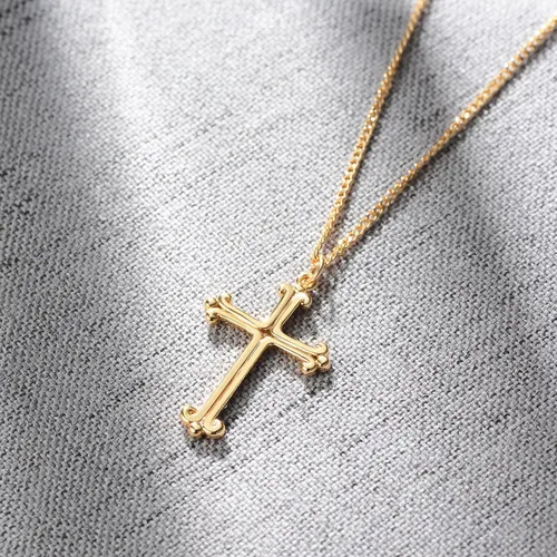 Vista 95 de Fettero - Collar con dije de cruz de fe, chapado en oro de 14 K, cadena fina, minimalista, simple, pequeña, para oración, regalo de joyería religiosa