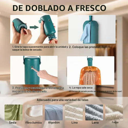 Vista 3 de Mini secadora compacta eléctrica portátil del secador de ropa con el bolso seco