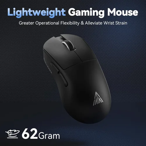 Vista 7 de SOLAKAKA SM822 - Mouse inalámbrico para juegos con base de carga, mouse inalámbrico de tres modos, sensor óptico PAW3311, hasta 24,000 DPI, mouse