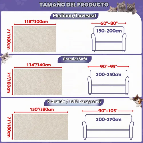 Vista 7 de Protector de muebles contra arañazos para gatos, antideslizante, impermeable, para mantener alejados a los gatos, protectores de sofá aptos