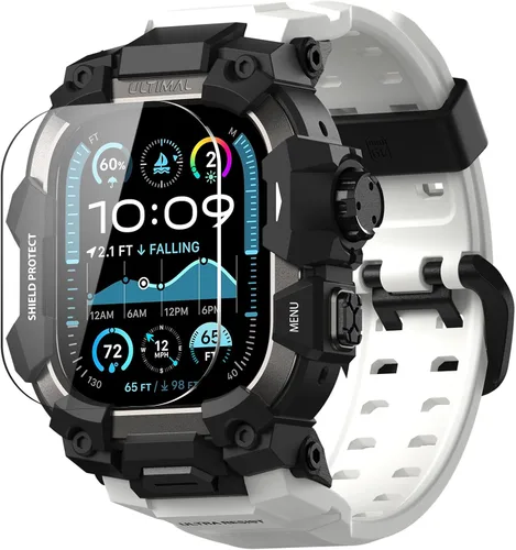 Vista 8 de ULTIMAL Funda Resistente con Correa para Apple Watch 44mm, Compatible con Apple Watch Series SE 3/SE 2/SE Generation/6/5/4, Funda Táctica Antigolpes