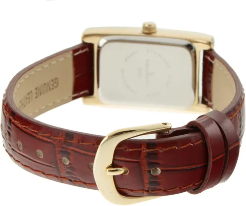 Vista 3 de Peugeot - Reloj clásico chapado en oro de 14 quilates para mujer, caja rectangular en forma de tanque con correa de cuero y esfera fácil de leer