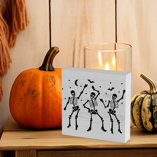 Vista 5 de Divertido letrero de esqueleto de Halloween, decoración de Halloween, decoración de casa de campo, decoración de otoño para escritorio, mesa