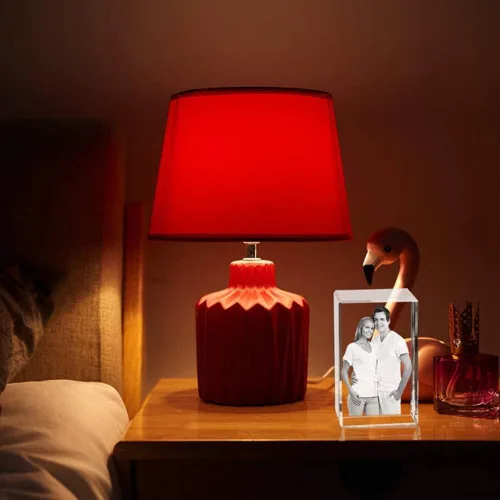 Vista 2 de gors Marco de fotos de cristal grabado con láser 2D/3D para fotos y texto en cubo de vidrio, regalos del día de San Valentín para mujeres