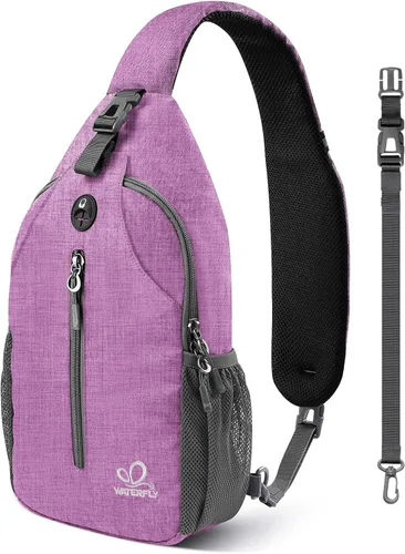 Vista 43 de Waterfly - Mochila cruzada tipo bandolera para viajes y caminatas, bolsa de pecho, Gris, talla única