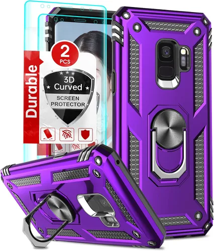 Vista 10 de LeYi Funda para Galaxy S9 con 2 protectores de pantalla suave, anillo de metal protector de grado militar con función atril para teléfono Android