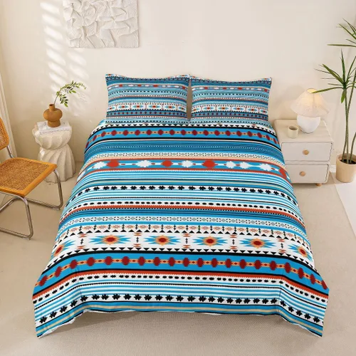 Vista 62 de Erosebridal Juego de funda de edredón estilo bohemio occidental tamaño individual, diseño de vaca atrapasueños del suroeste, juego de ropa de cama