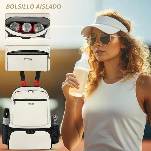 Vista 2 de Ytonet Mochila de tenis para mujeres y hombres, 2 raquetas