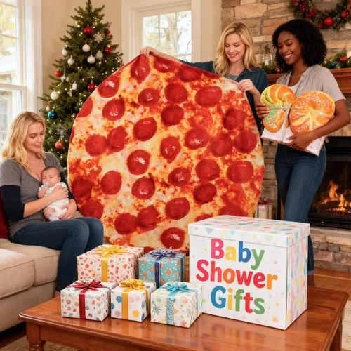 Vista 2 de Pepperoni - Manta de pizza para baby shower, elefante blanco, regalos para niños, mantas envolventes para niños y niñas, para fiestas, novedosas