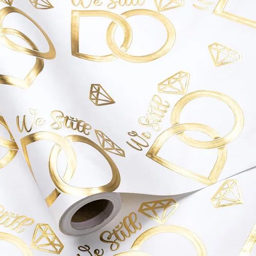 Vista 15 de RUSPEPA Rollo de Papel de Regalo de Boda, Mini Rollo, Elegante Diseño de Texto "Bride to Be" y Corazón, Papel de Regalo de Lámina Plateada