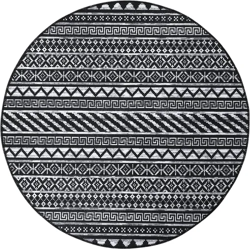 Vista 16 de Fashionwu Alfombra redonda geométrica gris de 4 pies, lavable a máquina, antideslizante, estilo moderno, tamaño adulto