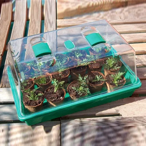 Vista 2 de Propagador con cúpulas de ventilación de humedad,Bandeja de cultivo resistente Mini invernadero para plántulas,Clones