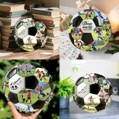 Vista 6 de Balón de fútbol personalizado con foto, pelota de fútbol personalizada con nombre, regalos de fútbol para hijo, hija, novio, aficionado al fútbol
