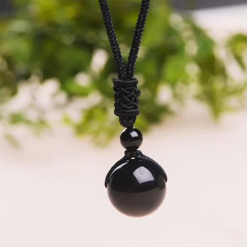 Vista 46 de iSTONE Collar unisex con dije de cuentas redondas auténticas, cadena de cuerda negra de 24 pulgadas para hombres y mujeres