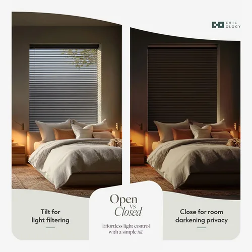Vista 6 de CHICOLOGY - Minipersianas para ventanas interiores – 12 pulgadas de ancho x 36 pulgadas de alto, persianas horizontales de vinilo gris Sin cuerdas