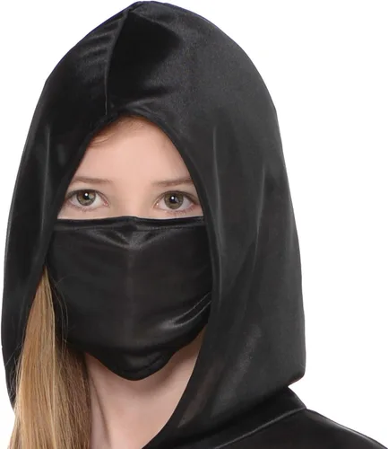 Vista 2 de Amscan Disfraz de Halloween de Ninja definitivo para niñas, con leggings, cinturón y máscara