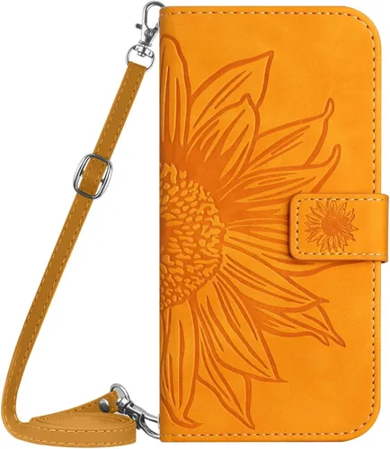 Vista 8 de XYX Wallet Case Compatible with Xiaomi Redmi Note 10s, Emboss Half Flower Floral PU Leather Flip Protective Case with Adjustable Shoulder Strap for