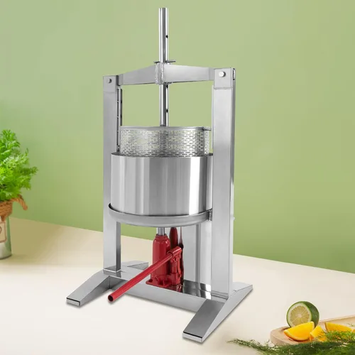 Vista 4 de Bacocoo - Prensa de frutas de acero inoxidable de grado comercial de 20L, exprimidor manual hidráulico de 3 toneladas, prensa de frutas para vino