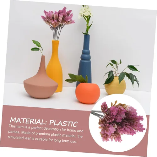 Vista 8 de Amosfun 5 ramas, 6 cabezas, tallos de plantas artificiales de piña, césped, decoración para oficina en casa (morado)