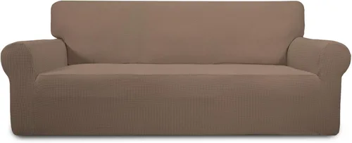 Vista 22 de PureFit Funda elástica para sofá biplaza, funda de sofá suave y antideslizante de jacquard de elastano, protector de muebles lavable con espuma