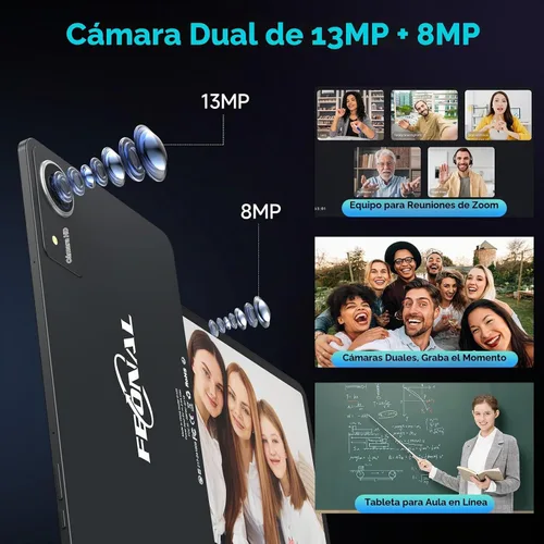 Vista 8 de Tableta mejorada con Android 15 de 12 pulgadas con ROM de 256 GB, procesador Helio G99 Octa-Core Android Tableta para juegos, gran pantalla FHD