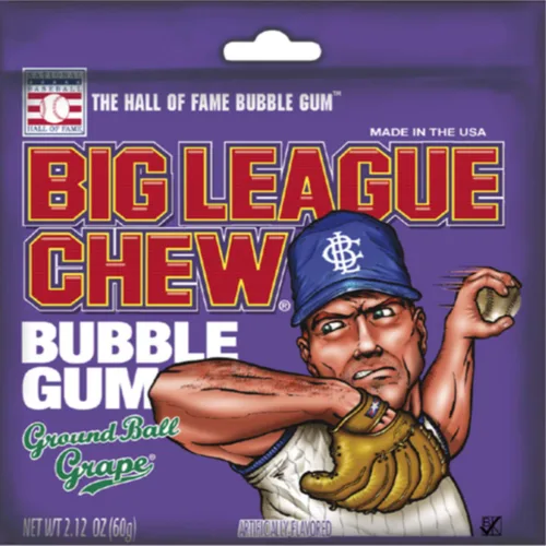 Vista 2 de Big League Chew Ground Ball Grape Paquete de 4 bolsas de 2.12