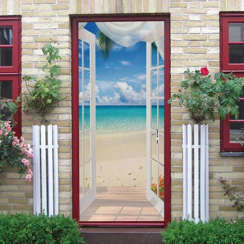 Vista 120 de Calcomanías 3D para puerta, murales para despegar y pegar, papel tapiz de caballo, calcomanías autoadhesivas extraíbles de PVC, impermeable, póster