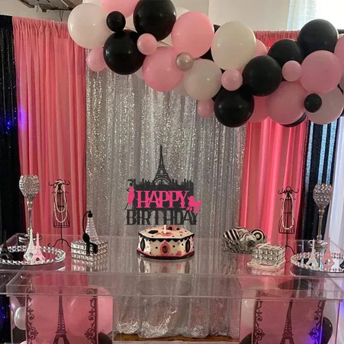 Vista 5 de Decoración para tartas de la Torre Eiffel de París de Feliz Cumpleaños para niñas y mujeres