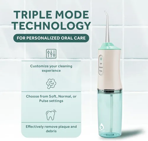 Vista 2 de Pursonic Irrigador de agua recargable por USB, 3 modos, eliminación de placa inalámbrica y portátil, salud de las encías y desintoxicación Tanque