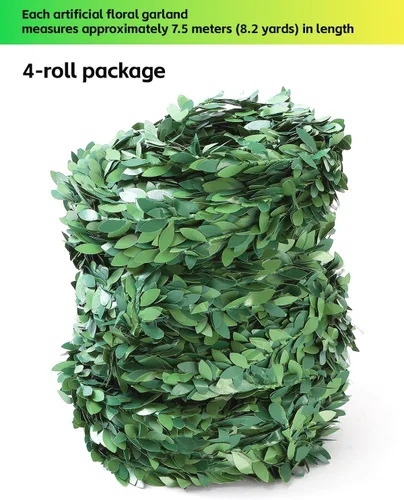 Vista 3 de LJY Guirnalda de hiedra artificial de 32.8 yardas, follaje de hojas verdes, vid falsa para bodas, fiestas, ceremonias, diademas de bricolaje