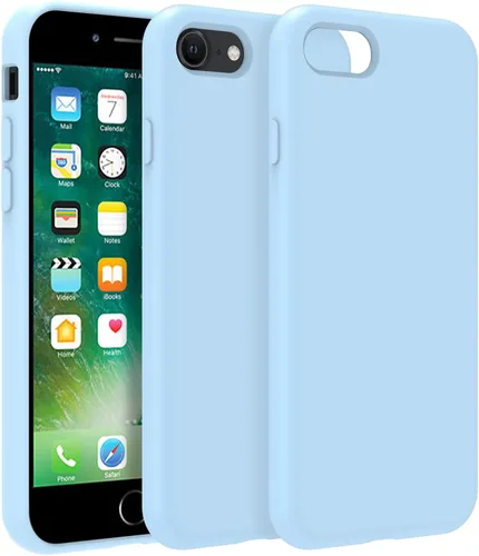 Vista 43 de Funda de silicona prémium para iPhone SE/8/7, con forro de microfibra suave antiarañazos, a prueba de golpes, color negro, iPhone SE/8/7