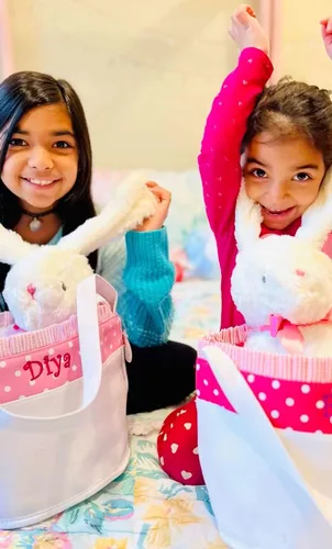 Vista 6 de Cesta de Pascua personalizada suave y ligera (rosa bebé)