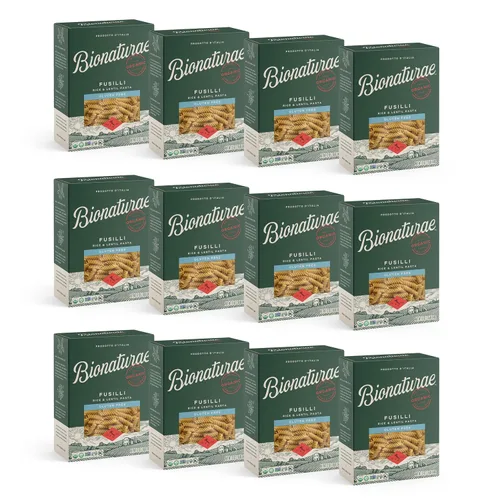 Vista 9 de Bionaturae Fusilli Pasta Fideos - Pasta orgánica sin gluten, pasta de arroz y lentejas, certificado Kosher, alta proteína, sin OMG, pasta Fusilli