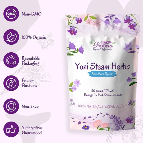 Vista 5 de Fivona Yoni Hierbas vaporizantes - para uso femenino y rituales - V-Detox, limpieza, lavado, control de olores - 2 a 4 sesiones - Balance de pH