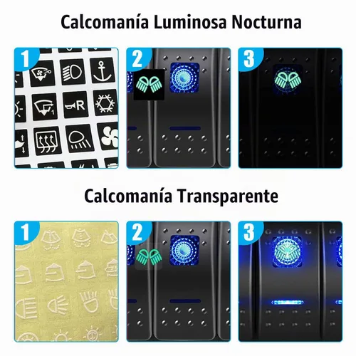 Vista 5 de FXC Panel de interruptor basculante azul de barco marino impermeable de 4 vías con enchufe USB QC3.0 y ranura tipo C + encendedor de cigarrillos +