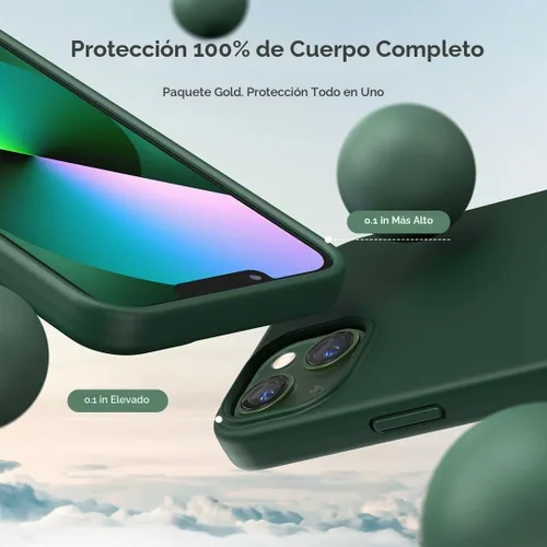 Vista 3 de TOCOL Funda delgada de silicona para iPhone 13 de 6.1 pulgadas, ajuste preciso, antideslizante, protección contra caídas, verde alpino