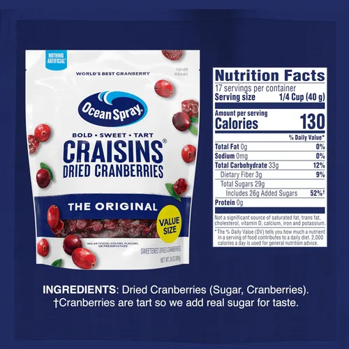 Vista 2 de Ocean Spray Craisins Arándanos Rojos Secos Originales, Paquete de Valor de 24 Onzas