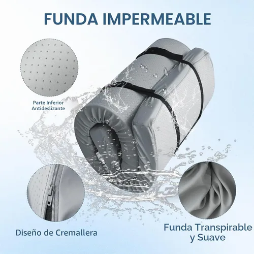 Vista 2 de Almohadilla de espuma viscoelástica para catre de camping, almohadilla para dormir de 3 pulgadas con funda impermeable Almohadilla enrollable