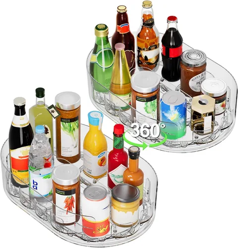 Vista 7 de Lazy Susan - Organizador giratorio para nevera, estantes de especias giratorios de 360° para armario de cocina, refrigerador y organizador