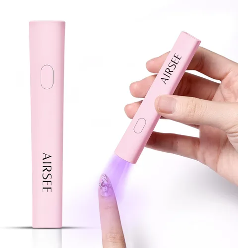 Vista 8 de AIRSEE Mini luz UV de mano para uñas de gel, lámparas de uñas recargables portátiles, 2 temporizadores para decoración de pegamento de diamantes