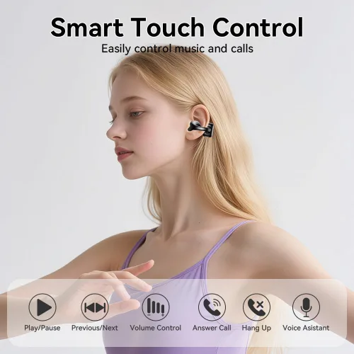 Vista 2 de Auriculares abiertos con clip Bluetooth 5.4, para orejas pequeñas (negro)