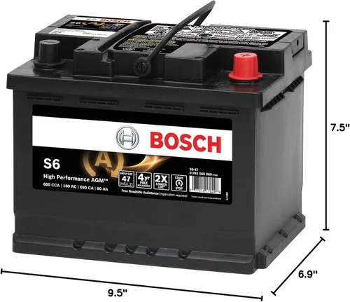 Vista 4 de Batería de Vehículo Bosch S6-47 Batería de Arranque de Alto Rendimiento Bosch Ideal para vehículos con tecnología Start-Stop y frenado regenerativo