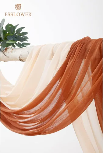 Vista 5 de Kit de flores para arco de boda con cortinas (paquete de 4) – 2 guirnaldas artificiales de terracota de lujo con 2 cortinas transparentes