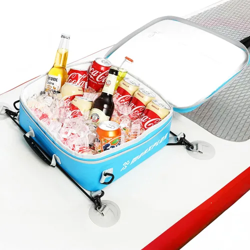 Vista 16 de MORXPLOR Bolsa térmica impermeable de PVC para paddleboard, 12 latas, enfriador aislado suave para paddleboard, camping, kayak