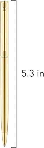 Vista 2 de Unibene Paquete de 6 bolígrafos dorados delgados con tinta negra, punta media (0.039 pulgadas), bonito regalo para bodas, negocios, oficina