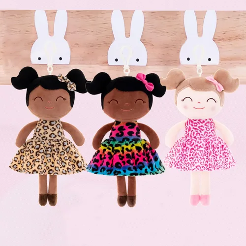 Vista 5 de Gloveleya Muñecos suaves de peluche con diseño de leopardo y arco iris, regalo para bebé de 9 pulgadas