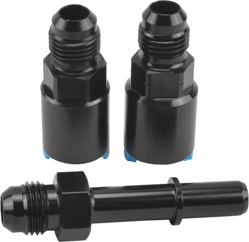 Vista 8 de Adaptador de combustible Conector 6AN macho acampanado a 3/8" y 5/16" Conexión/desconexión rápida hembra Empuje EFI Conector Aluminio Negro