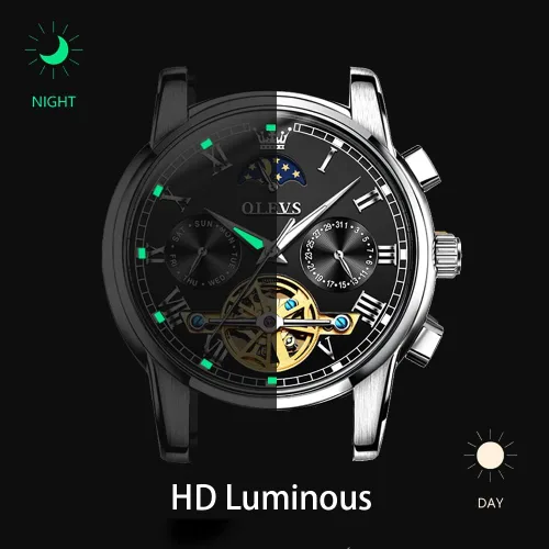 Vista 5 de Verhux Reloj automático para hombre, reloj de pulsera mecánico, impermeable, regalo para hombre